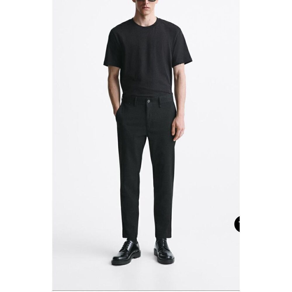 Zara TEXTURED COMFORT TROUSERS Size 31
